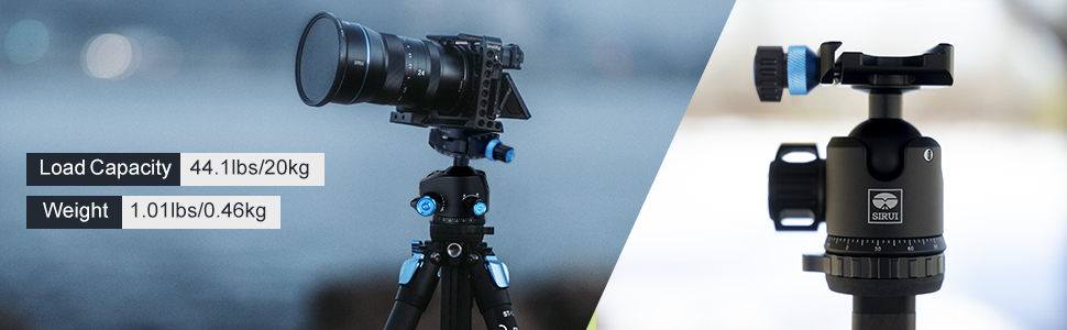 Штатив SIRUI ST-10X з вуглецевого волокна, з відеоголовою для панорамної зйомки, трикутною центральною колоною, для DSLR-камер, 4 секції, висота до 166 см, навантаження до 3 кг