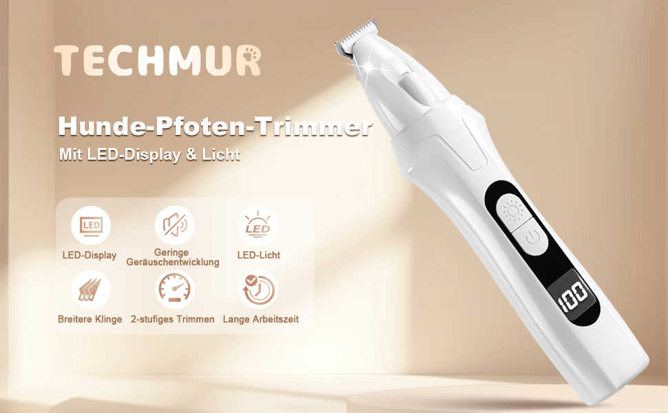 Професійний триммер для собак PawTrim Pro: безшумний, акумуляторний з LED та цифровим дисплеєм. Для догляду за лапами, очима, вухами та обличчям собак та котів.