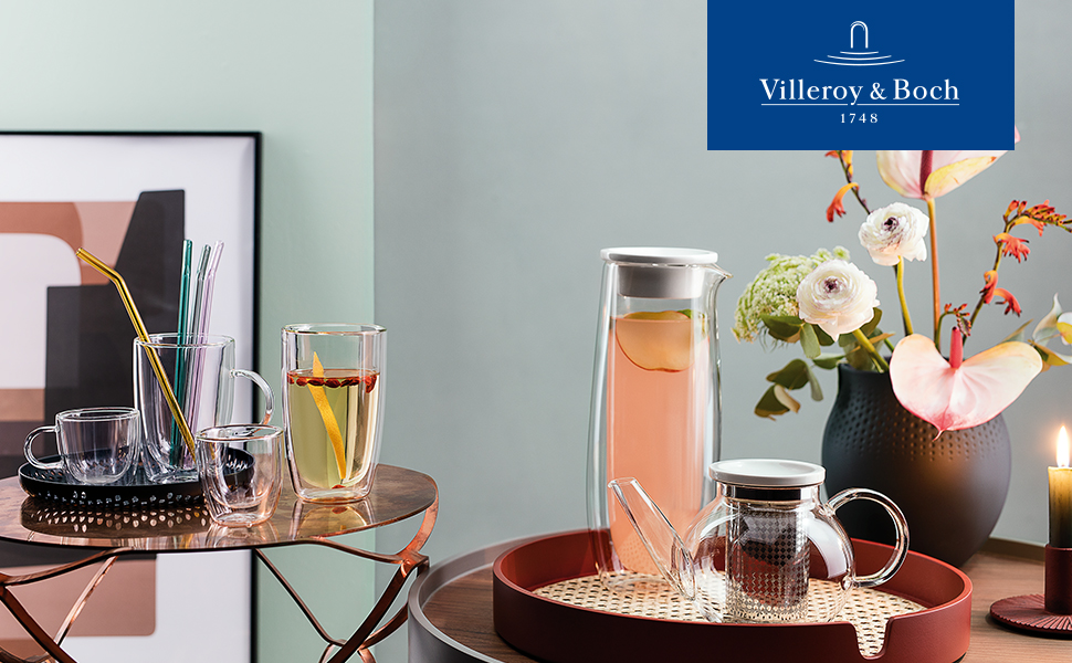 Villeroy & Boch Artesano Глечик для гарячих та холодних напоїв з кришкою, 1 л, боросилікатне скло, прозорий, для води, соку, чаю, карафка