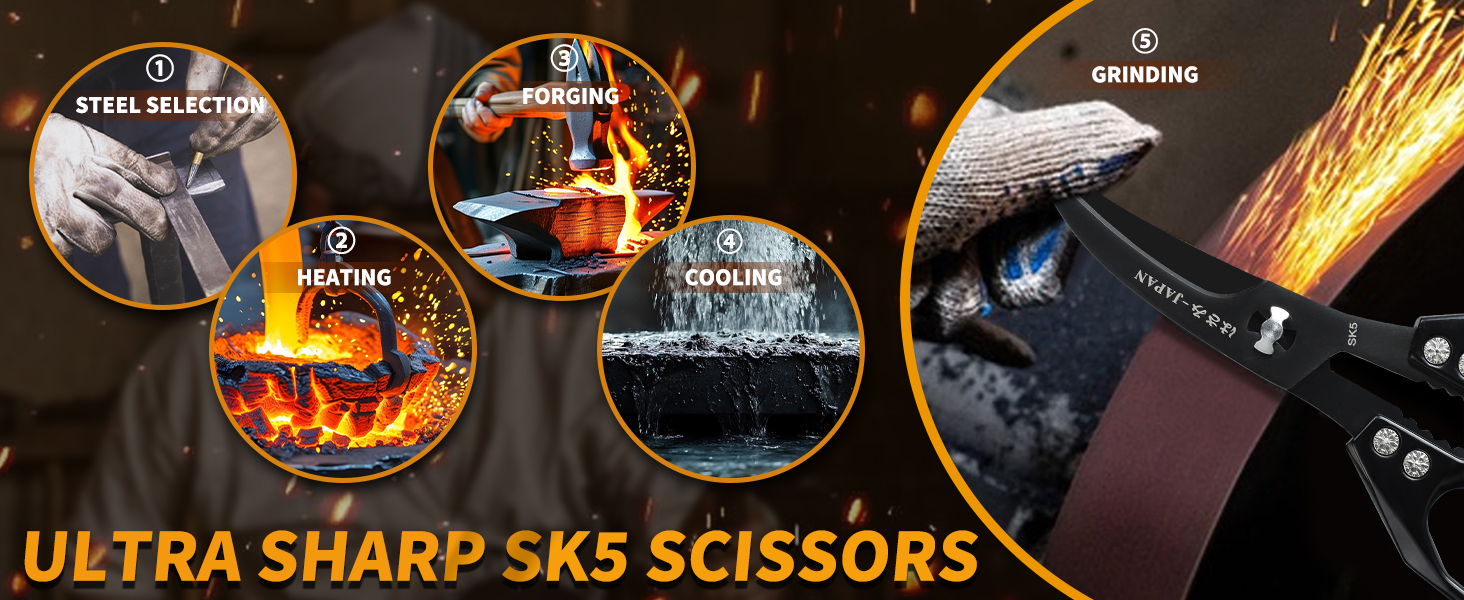 Набір кухонних ножиць DRAGON RIOT чорного кольору: професійний набір з ножицями для морепродуктів та кухонними ножицями, гострі японські ножиці для м'яса, крабів, креветок, омарів, трав та приготування їжі