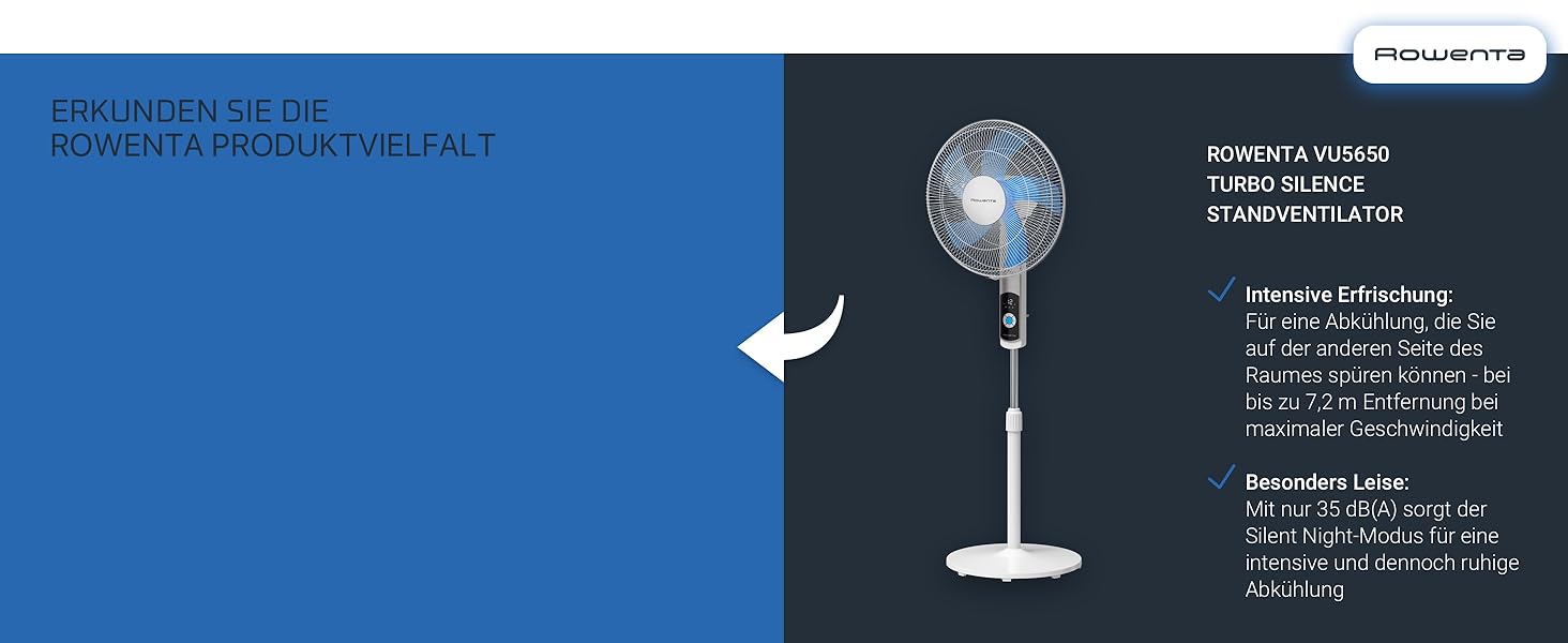 Вентилятор Rowenta Turbo Silence Extreme+ – тихий, потужний, 4 швидкості, автоматичне гойдання, білий, VU2731