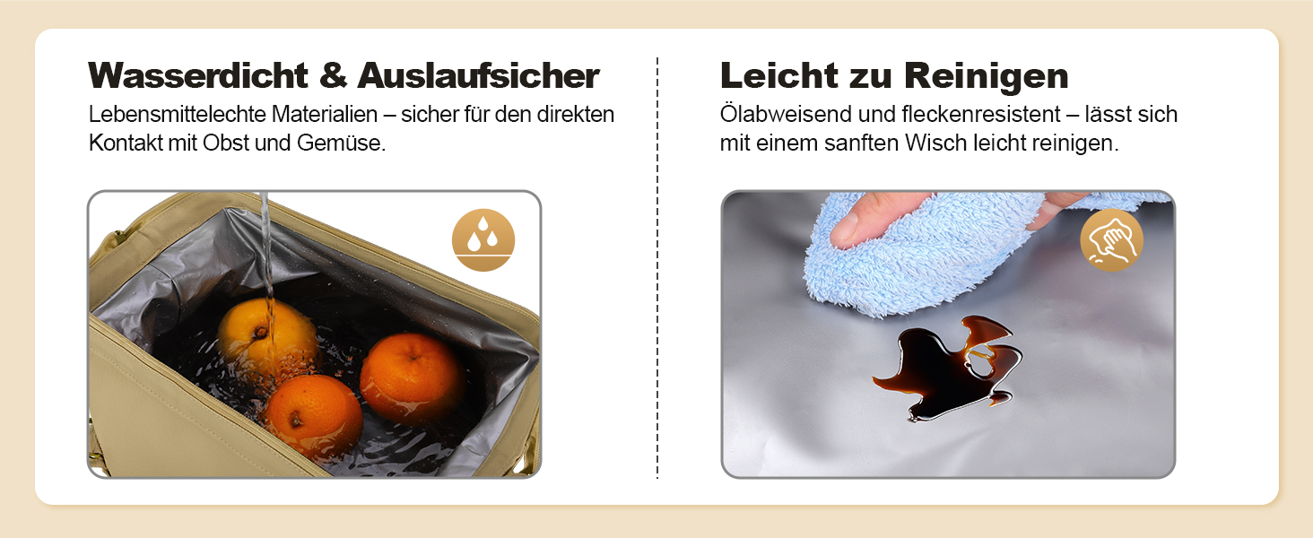 Термосумка 20 л, водонепроникна ізольована сумка/ланч-сумка з великим отвором, виготовлена з витокостійкого матеріалу PEVA, з кількома відділеннями та плечовим ременем – для роботи, школи, автомобіля, пікніка (Хакі)