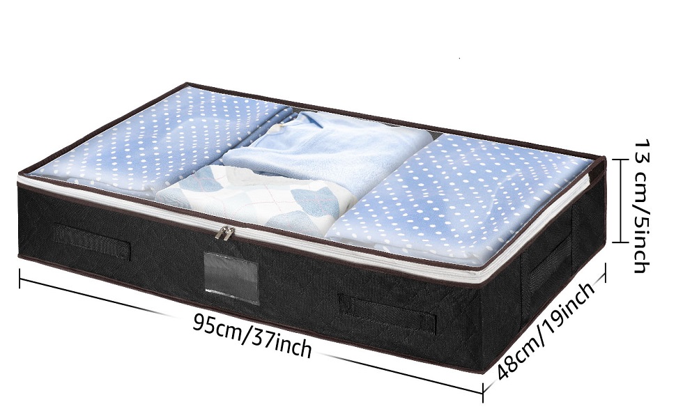 4 шт. Органайзери для зберігання під ліжком з кришкою, тканинні, чорні