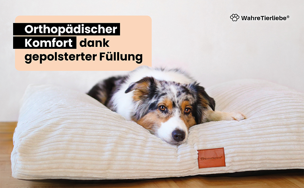 Крісло-ліжко для собак WahreTierliebe® Cozy, Преміум килимок для собак, Ортопедичний комфорт, Можливість прання, Міцний матеріал, Ідеально для дому та подорожей, Бежевий - 80x60x8 см