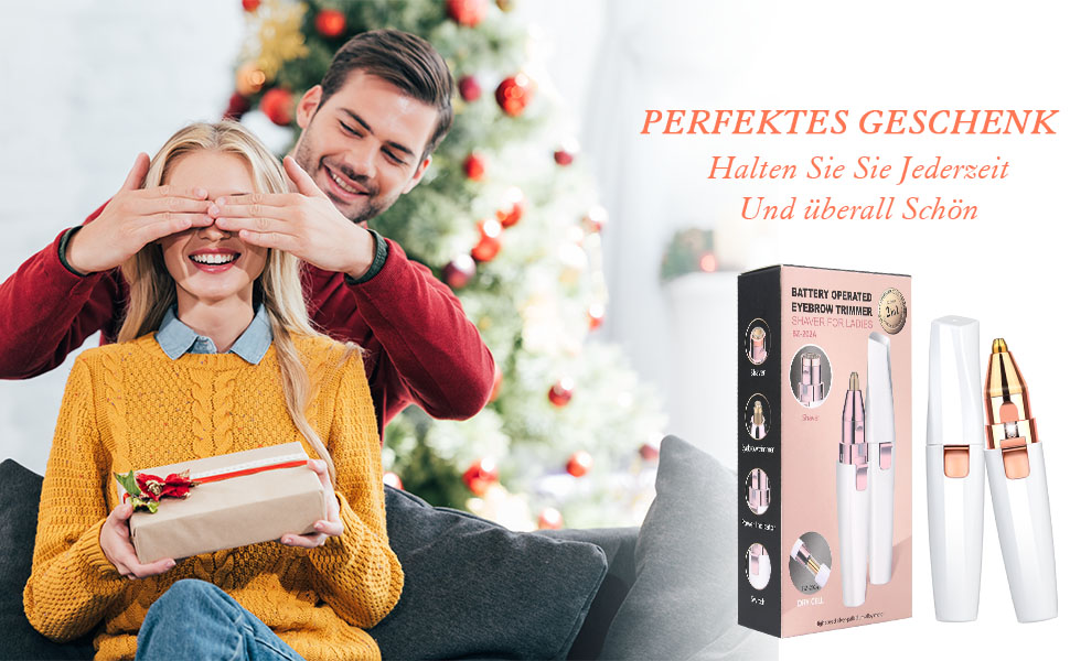 Електричний тример для видалення волосся URAQT 2-в-1: для обличчя, тіла, брів, губ та підборіддя. Вбудоване LED-підсвічування.