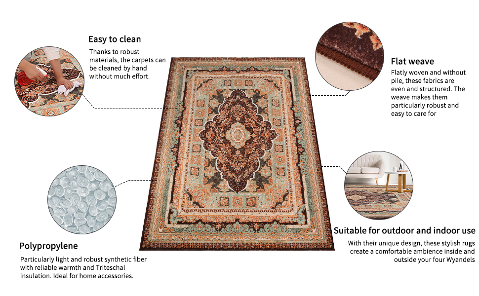 Килимок для вітальні Sour Lemon, великий 160x230 см, машинного прання, бохо-стиль, вінтажний, з антиковзаючою основою, блакитний геометричний дизайн