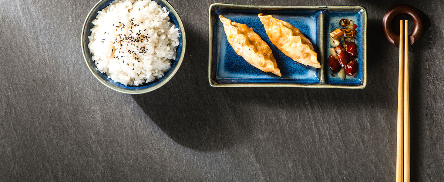 Набір посуду для суші HENXFEN: 2 тарілки, ложки, для місо-супу та ролів, зелений (морський блакитний)