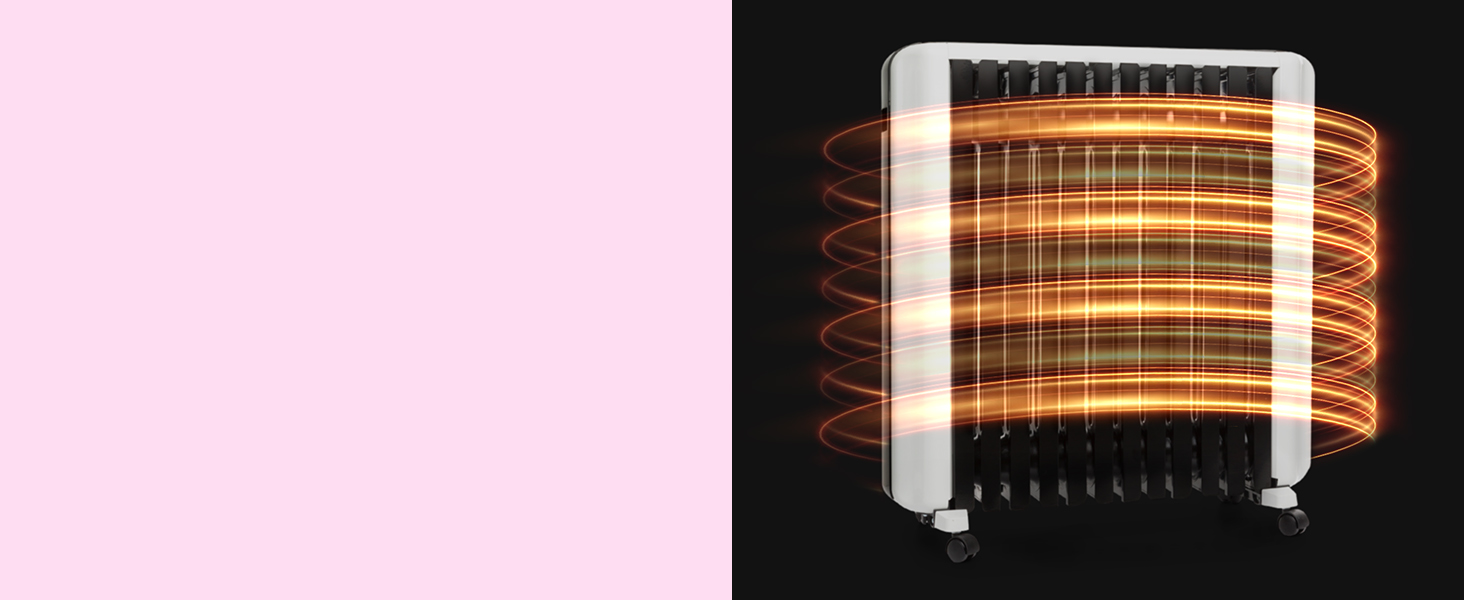 Електричний масляний радіатор Klarstein Thermaxx 2500 - опалення, 2500 Вт, 5-35°C, LED-дисплей, таймер, ролики, білий/чорний