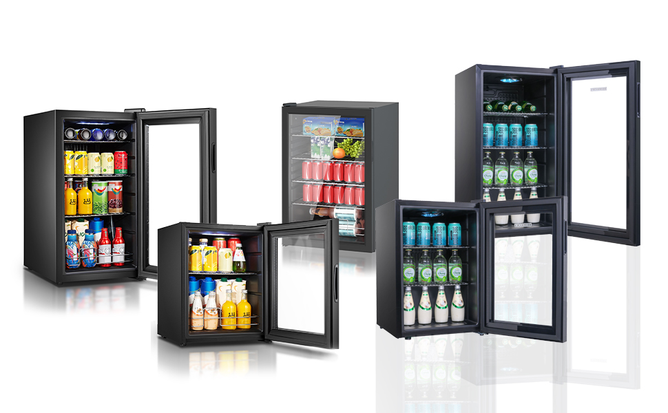 Міні-холодильник Heinrich з скляною дверцятами: компактний, тихий (40dB), LED-підсвічування, для офісу, кемпінгу, саду, об'єм 88 літрів, 3 полиці