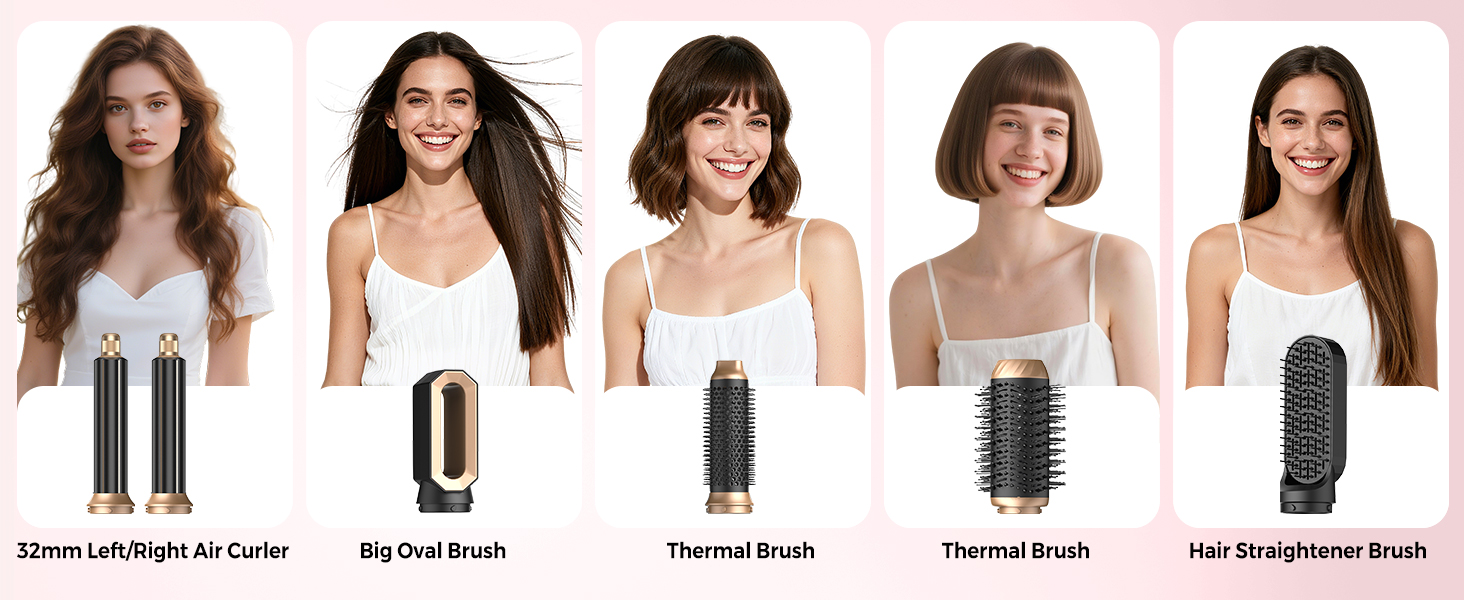 Набір для укладки волосся Pro Hairstyler 6 в 1: фен-щітка, плойка, іонізація, 1000W, чорний