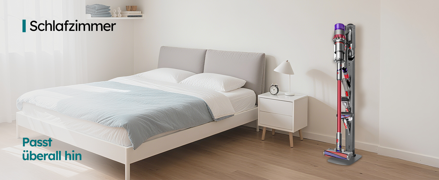 Стійка для пилососів Dyson G5, V15, V12, V11, V10, V8, V7, V6, металева, з 4 гачками та 4 полицями, без свердління, стабільна, підлогова, приховане кріплення кабелю (Темно-сірий)