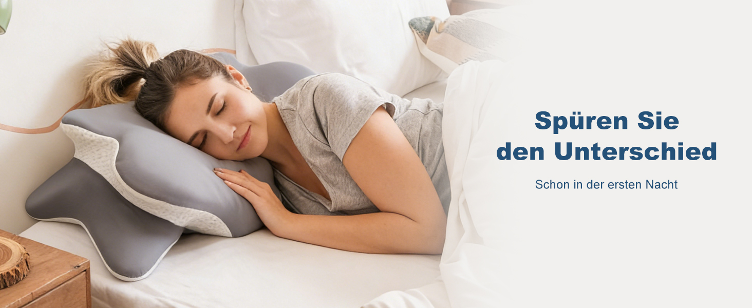 Подушка для шиї та голови з 3D-підтримкою шиї, CertiPUR-US та OEKO-TEX сертифікацією, для тих, хто спить на боці, спині та животі. Дихаюча, знімний та пральний чохол.