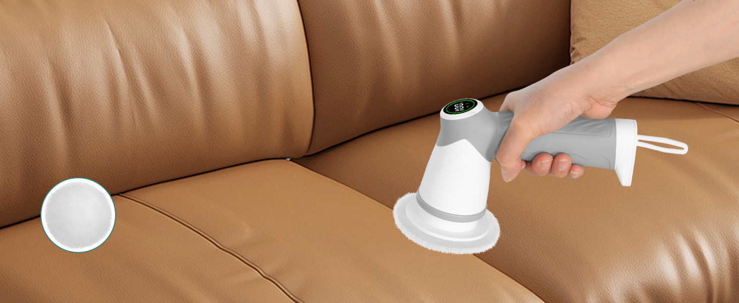 Електрична щітка для прибирання 7 в 1 з регульованою ручкою, змінними насадками, 2 швидкості, для ванни, плитки, IPX7, білий/сірий колір