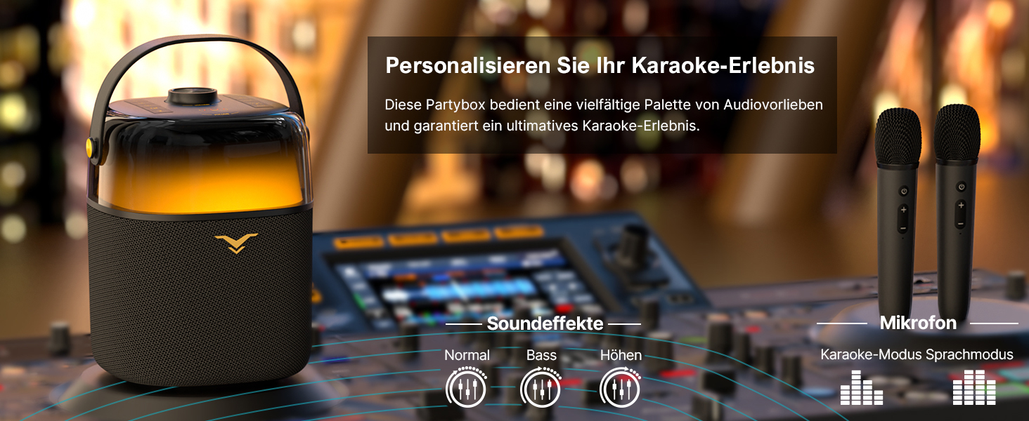 Караоке система з 2 мікрофонами, LED-підсвічуванням, портативна партійна колонка, 80W, USB/Bluetooth/AUX, для дому та на вулицю (для дорослих та дітей)