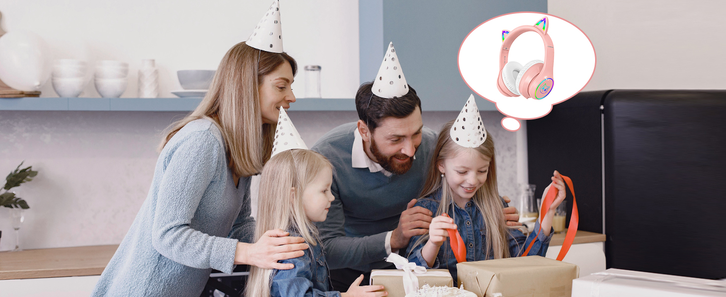 Дитячі навушники LOBKIN Bluetooth Over-Ear з чохлом, рожеві. Бездротові та провідні, складні, регульовані для школи та подорожей