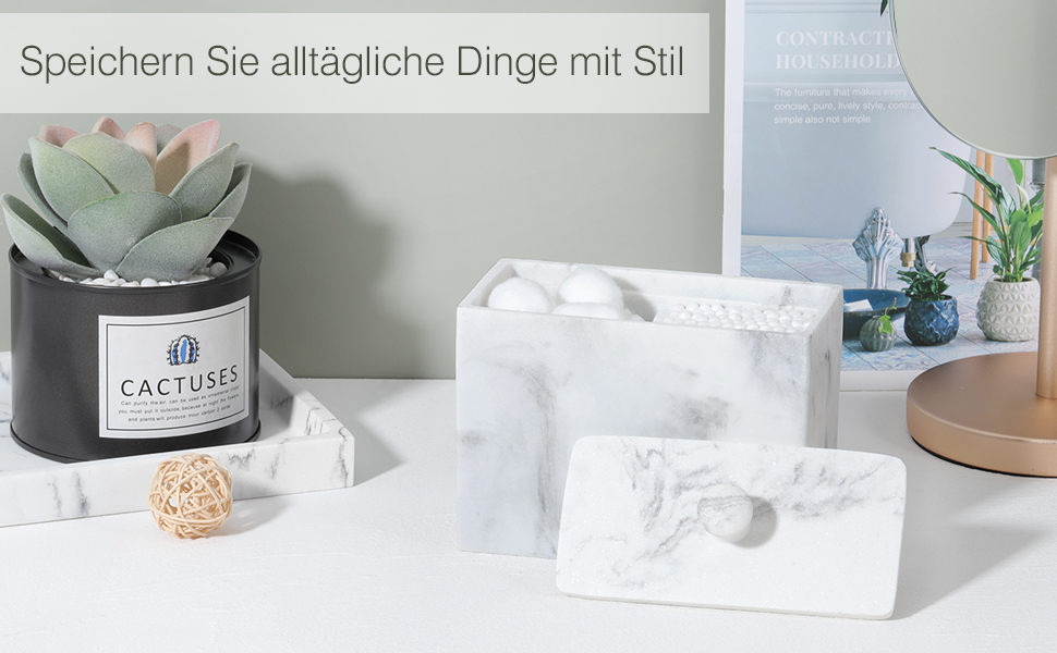 Організатор для ватних паличок та дисків Luxspire з 2 відсіками, чорний матовий, білий