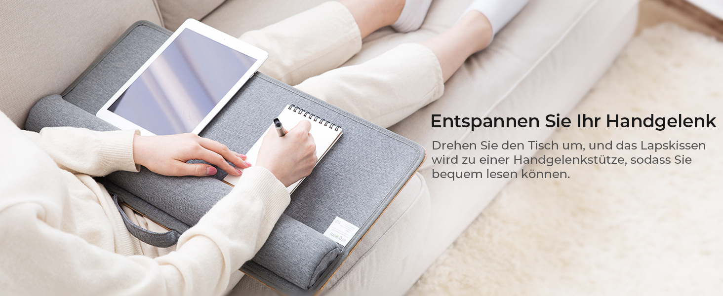 Підставка для ноутбука на колінах, Laptoptisch для дому, офісу, ліжка, дивану – дерев'яний дизайн, розмір L (30.5 x 57 x 4.5 см)