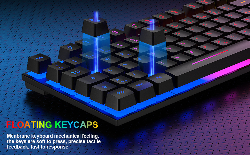 Ігровий набір клавіатури та миші QWERTZ DE, RGB підсвітка, ергономічна миша, великий килимок, USB для PC, PS4, Xbox