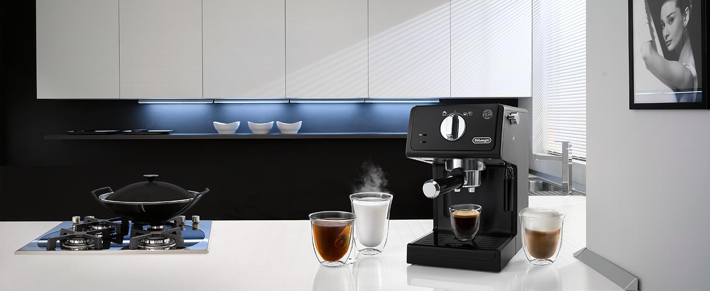 De'Longhi ECP 31.21 – еспресо-машина з холдером, чорна, 1,1 л, алюмінієва, парова насадка, для ESE-капсул