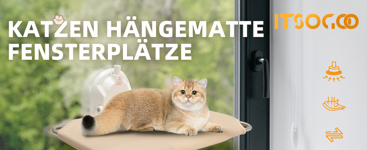 Крісло-гамак для кота ITSOGOO на вікно, кріпиться на присосках, 46x30 см, до 25 кг