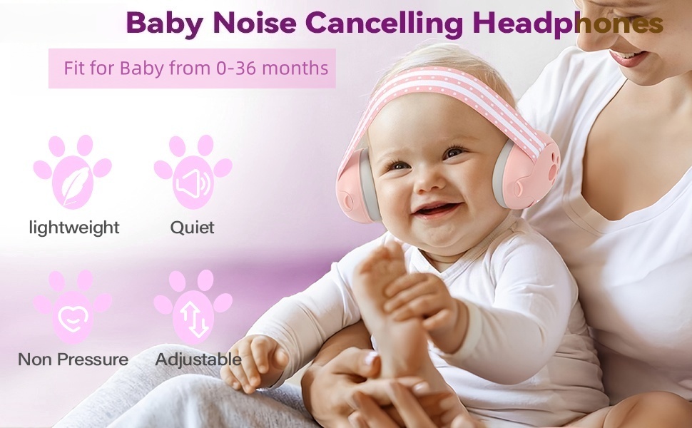 Навушники для захисту слуху дитини 0-36 місяців, 25 dB, сірий колір. Захист від шуму, ідеально для подорожей та сну.