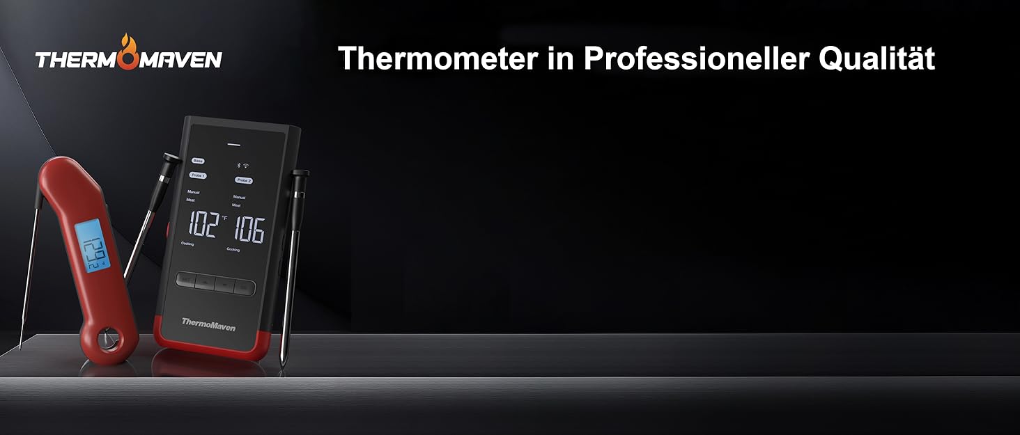 Бездротовий термометр для м'яса ThermoMaven P2 з Bluetooth 5.3, 2 зондами, 6 сенсорами, Wi-Fi, IPX8, для грилю, духовки, кухні, фритюрниці