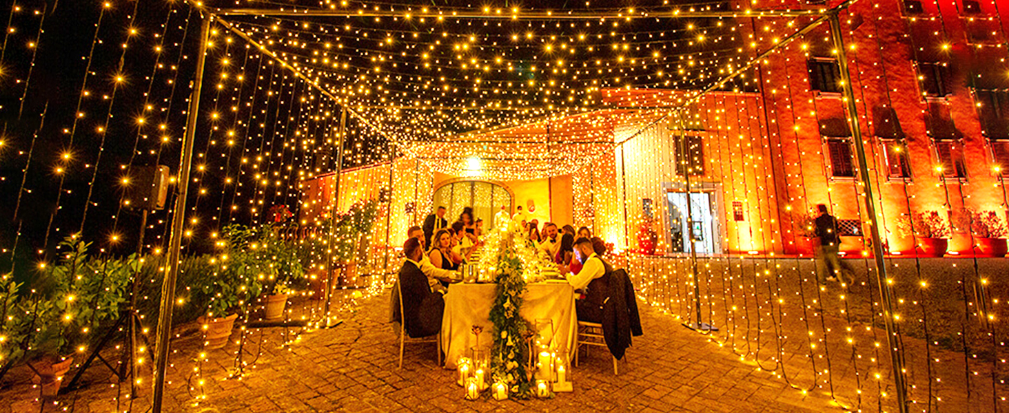 Гірлянда світлодіодна зовнішня 100 метрів, 1000 LED, теплий білий колір, для декору на Різдво, водонепроникна IP44, 8 режимів, для дому, вечірки, ялинки, балкону, тераси