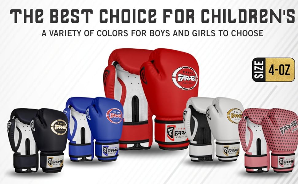 Дитячі боксерські рукавички Farabi Sports 6oz/8oz для боксу, MMA, муай-тай, кікбоксингу та спарингу