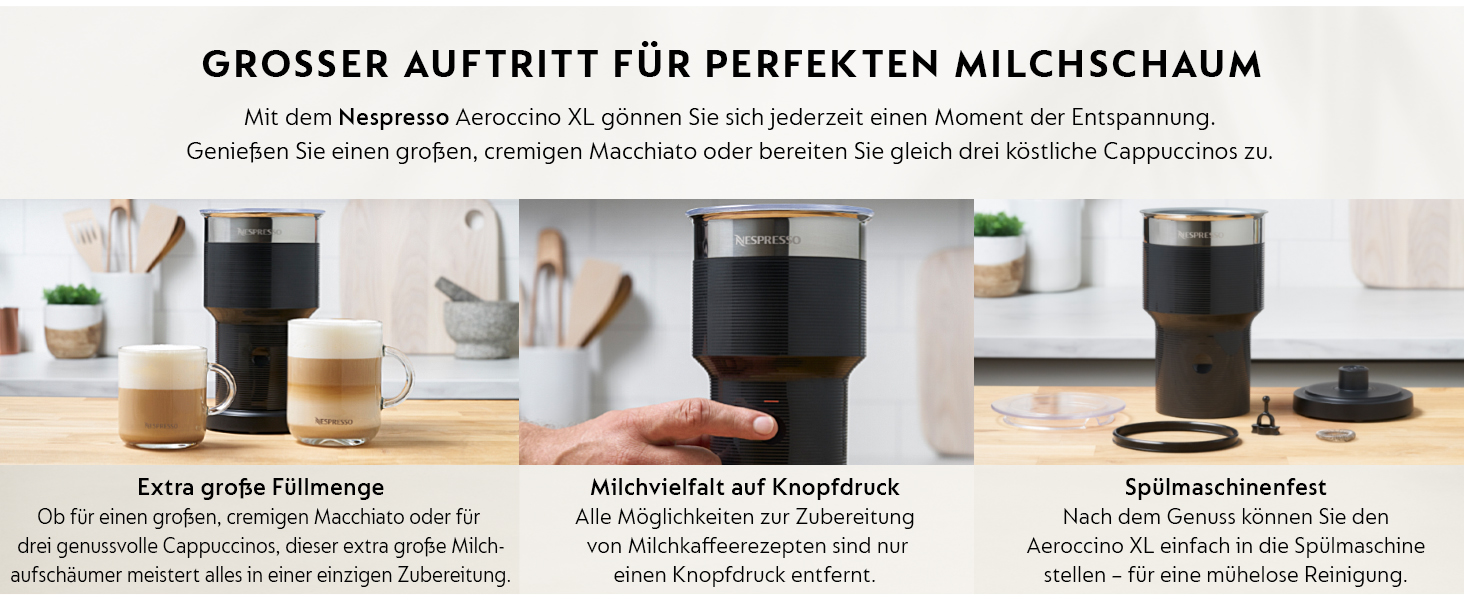Nespresso Aeroccino 3: електричний спінювач молока, 120 мл пінки, 240 мл гарячого молока