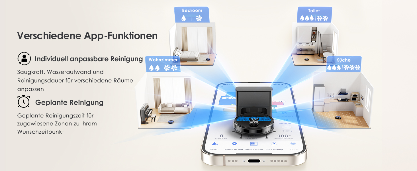 Робот-пилосос Lubluelu 3-в-1 з док-станцією, 4500Pa, функція вологого прибирання, лазерна навігація, керування через додаток, для тварин, килимів, твердих підлог (чорний, блакитний)