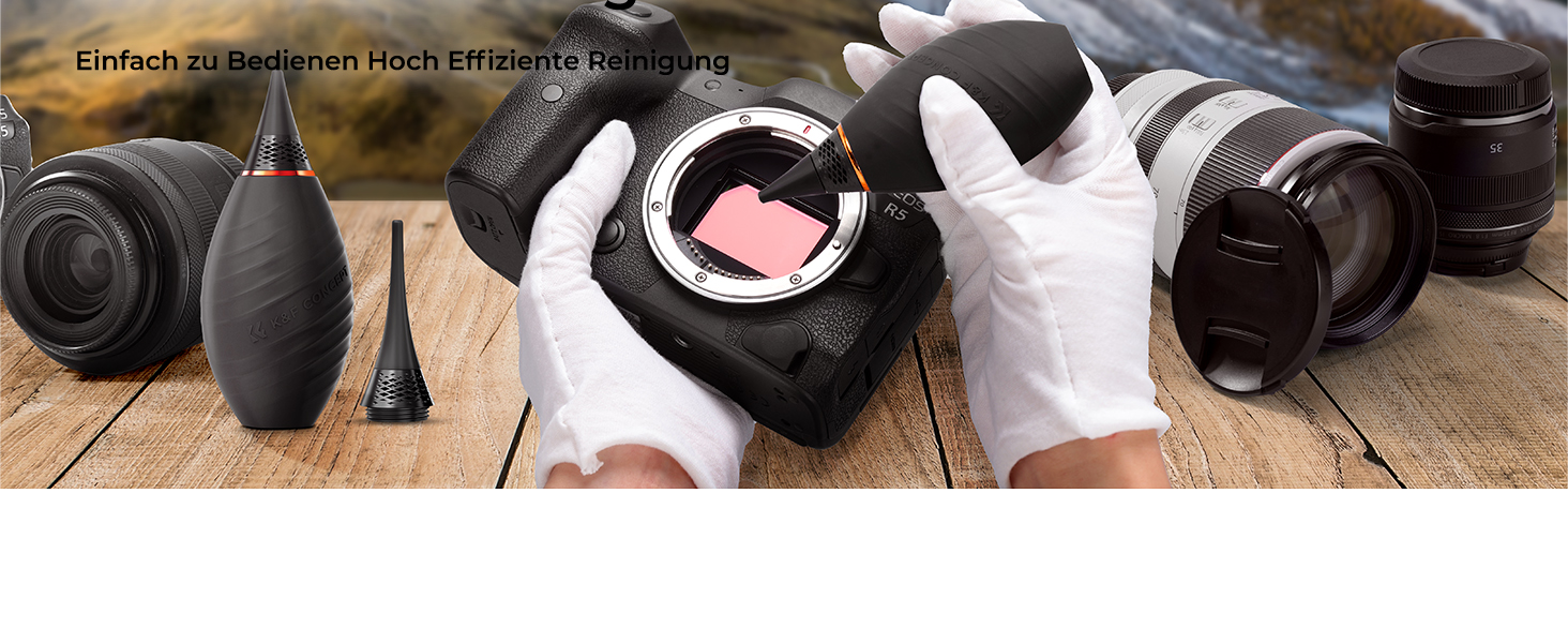 Набір для чищення фото- та відеокамер K&F Concept 10 в 1: DSLR, об'єктиви, мобільні телефони. Включає серветки, продувальну помпу, рідину для чищення та олівець для лінз.