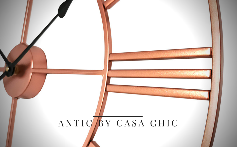 Великий настінний годинник Casa Chic 60 см для кухні, вітальні, ванної, безшумний кварцовий механізм, металевий, сучасний вінтаж, для вулиці, біло-золотий
