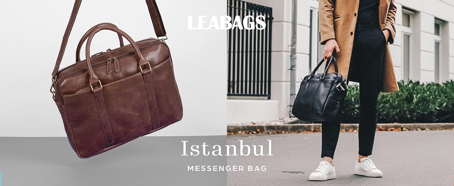 Сумка для ноутбука Leabags Leder Aktentasche (16 дюймів) з натуральної шкіри. Офісна сумка-месенджер через плече для чоловіків та жінок, темно-коричнева