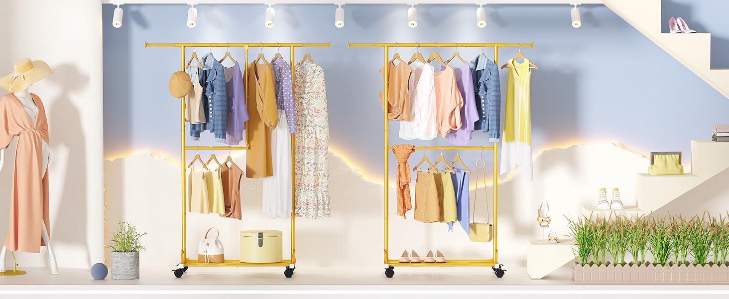 Кледистанд FAVOOOSTY на колесах: мобільний, металевий, регульований, чорно-білий (золотий), 89.50×39.00×161.20 см