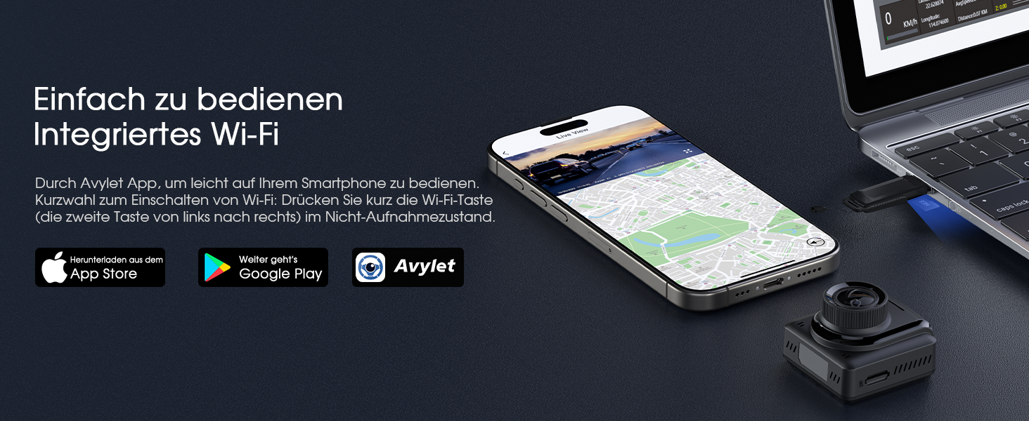Відеореєстратор Auto WiFi 2K Mini з GPS, IPS-дисплеєм, нічним баченням та G-сенсором