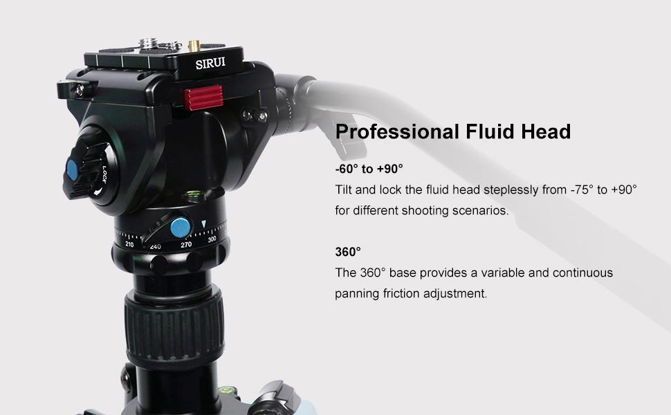 Штатив SIRUI ST-124+VA-5 з відеоголовою для панорамної зйомки, з карбонового волокна, для DSLR-камер, 4 секції, висота до 166 см, навантаження до 3 кг