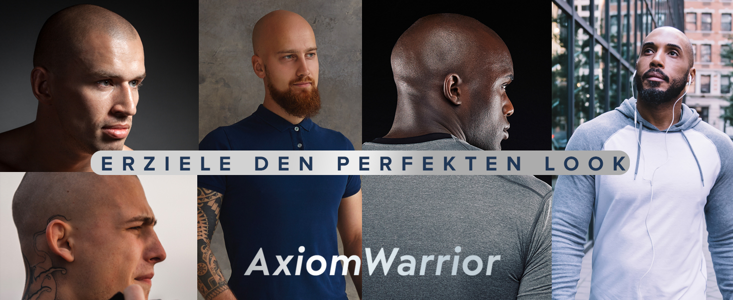 Електричний гоління голови AxiomWarrior для чоловіків: гладке гоління, гіпоалергенні леза, 60 хв. час роботи акумулятора, для мокрого та сухого гоління, ергономічний дизайн Gray