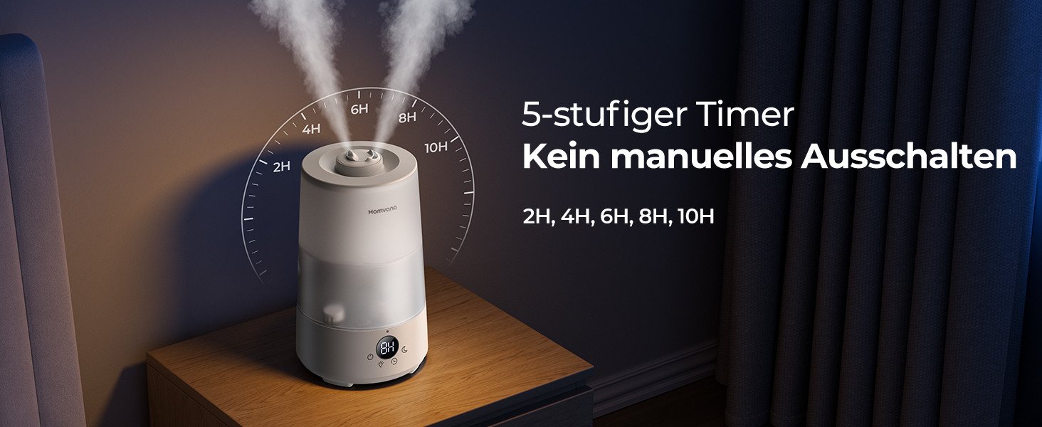 Зволожувач повітря Homvana для спальні: 3.6L, 360° Cool Mist, тиха робота 16dB, аромадифузор, нічне підсвічування 7 кольорів, BPA Free, для дітей та рослин