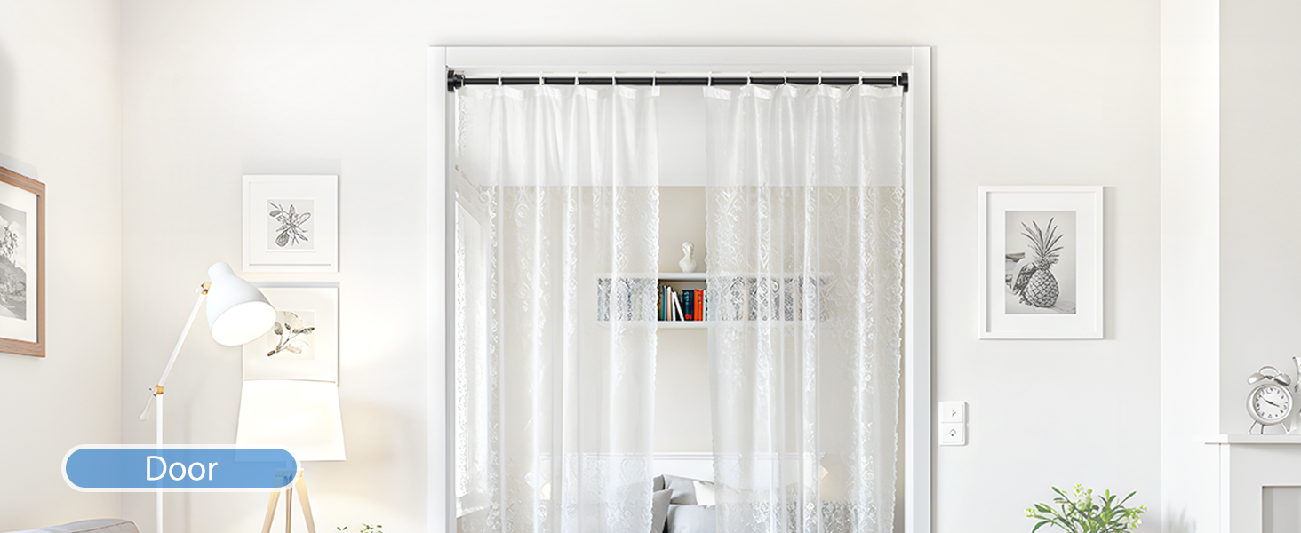 Телескопічна штанга для карнизи/душової завіси, чорна, 79-195 см. Кріплення без свердління. Телескопічна штанга для карнизи/душової завіси.