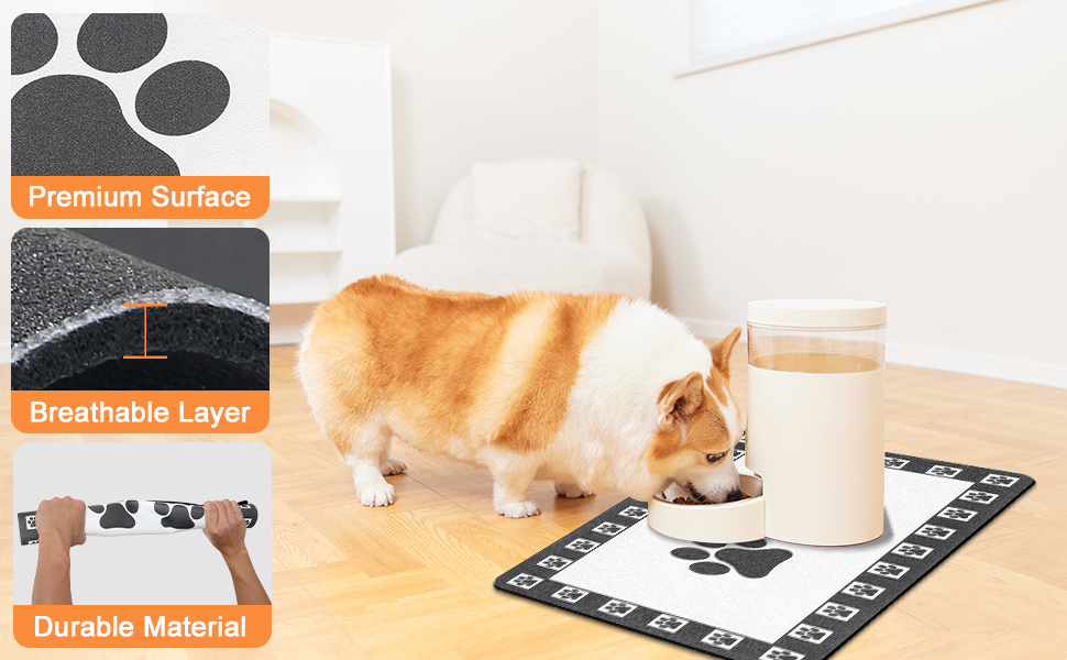 Килимок для тварин, надпоглинувач, для собак та котів, з неслизьким гумовим дном, швидковисихаючий, миючий, 40 x 60 см, 2 пари принтів лап, з точками