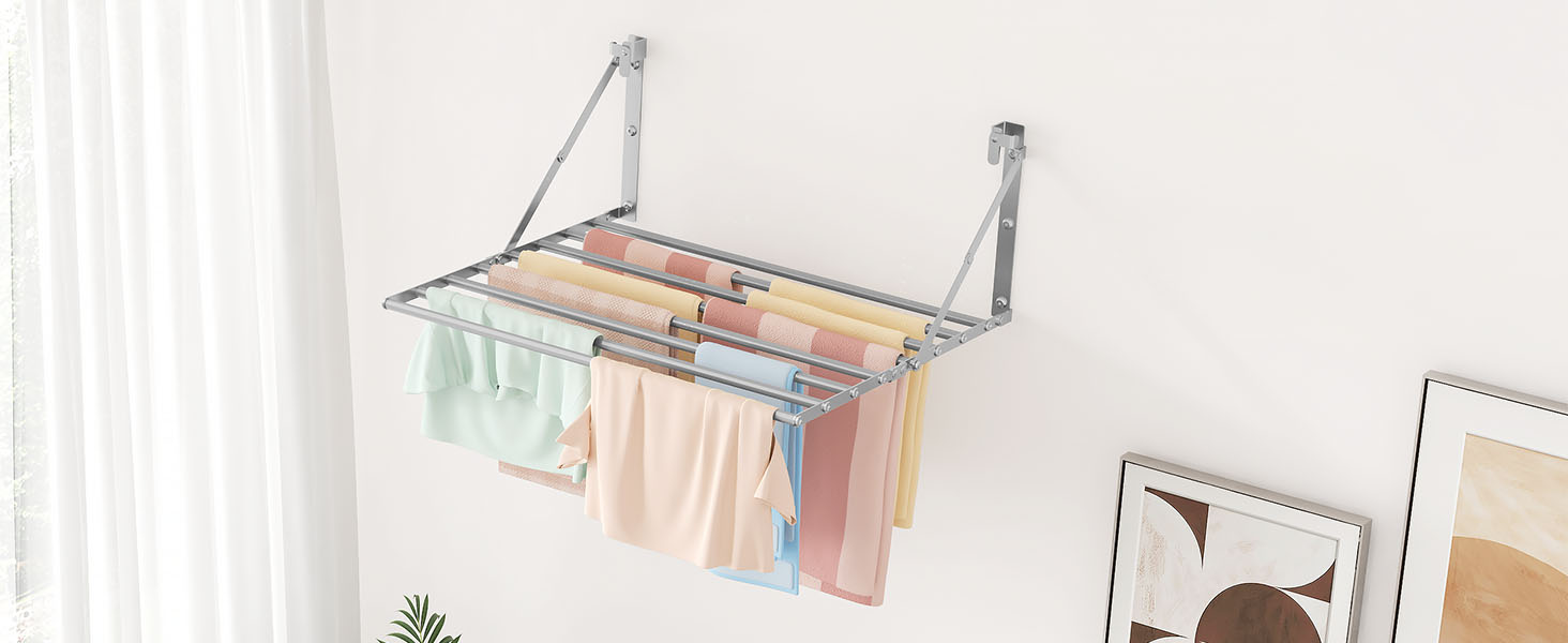 Настінна сушарка для білизни Innotic - розкладний, вологостійкий, сірий, 60 см