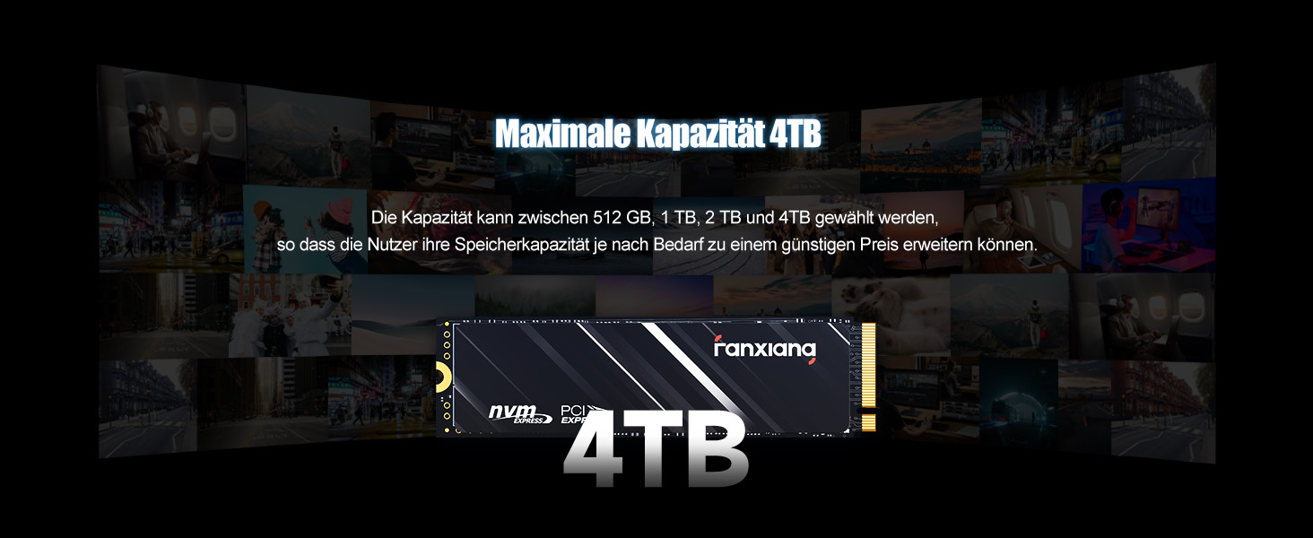 SSD накопичувач Fanxiang 1TB NVMe PCIe Gen3 QLC з SLC кешем для ігор, 3500 МБ/с (читання), 2500 МБ/с (запис), внутрішній SSD для ПК та ноутбука