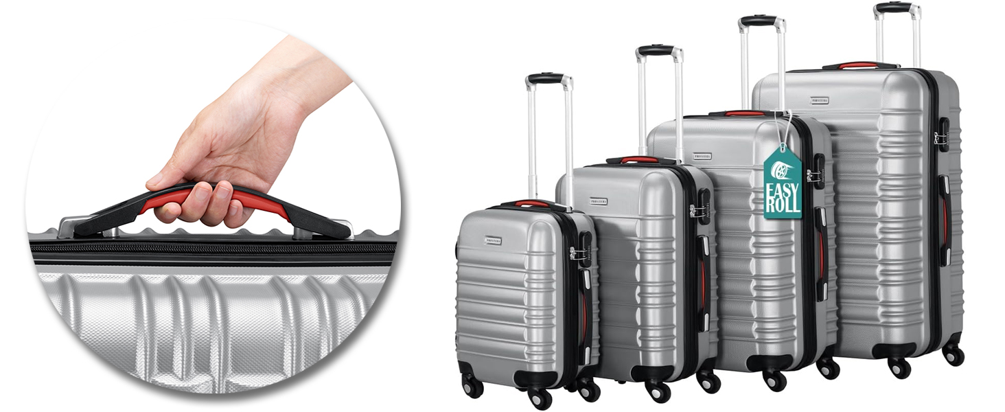 Набір валіз ABS S-M-L-XL з телескопічною ручкою та кодовим замком, срібний