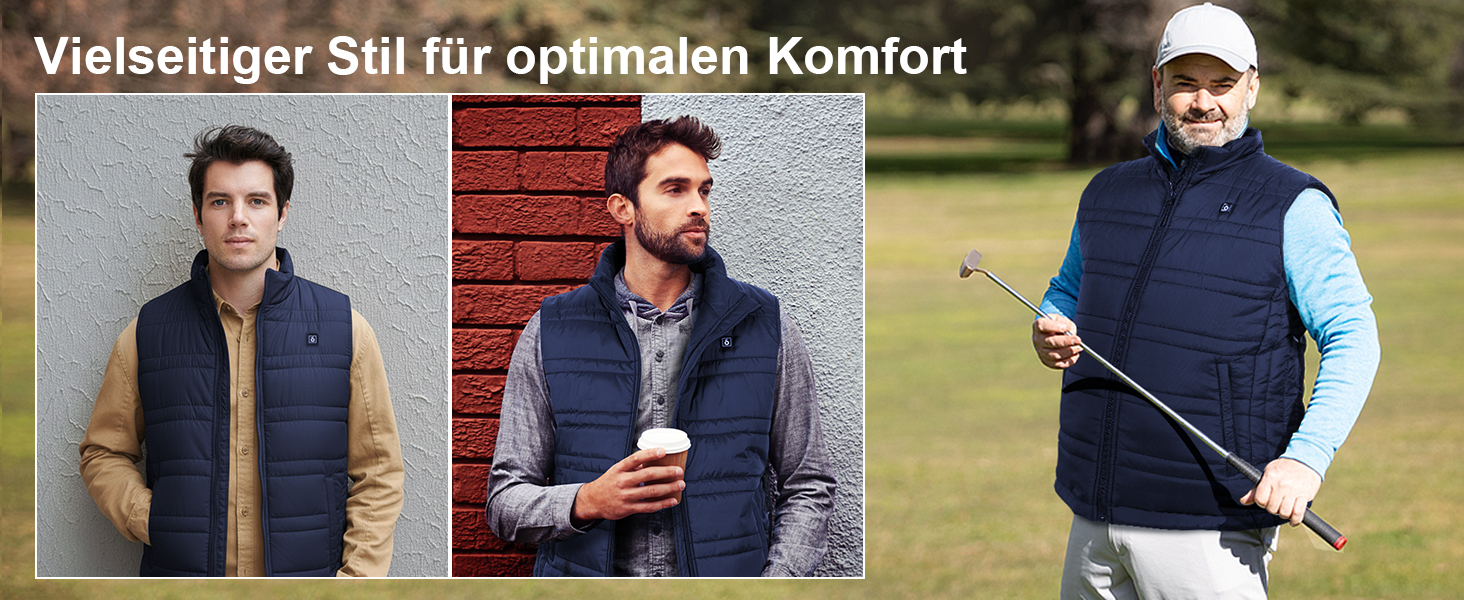 Обогреваемая жилетка UNBON для мужчин и женщин с Powerbank 10000mAh USB, 3 режима нагрева, 6 зон обогрева, жилетка-куртка с аккумулятором (M, Синий)