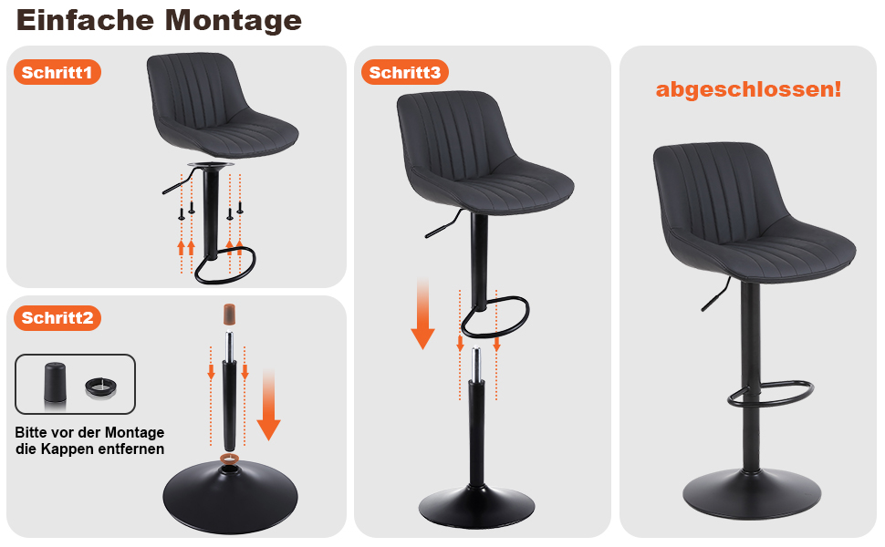 Youhauchair Adjustable Swivel Bar Stools with Backrest - PU Leather, Modern Kitchen Bar Stools (2-Pack, Black)