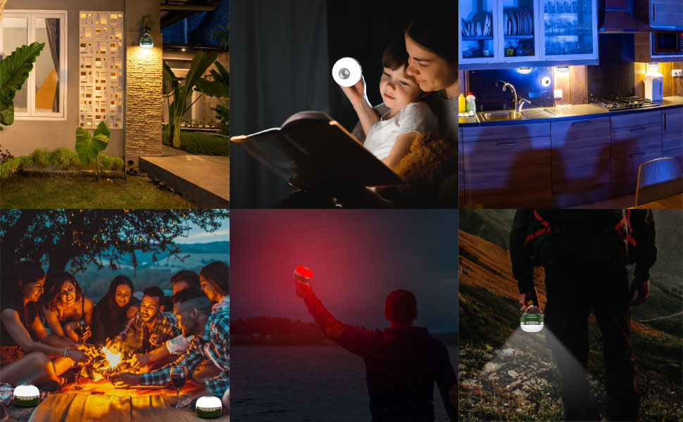 Кемпінговий LED ліхтар із RGB-підсвіткою, магнітом, 5200 мА·год, USB-зарядка, 6 режимів яскравості, димер, для туризму, кемпінгу, надзвичайних ситуацій