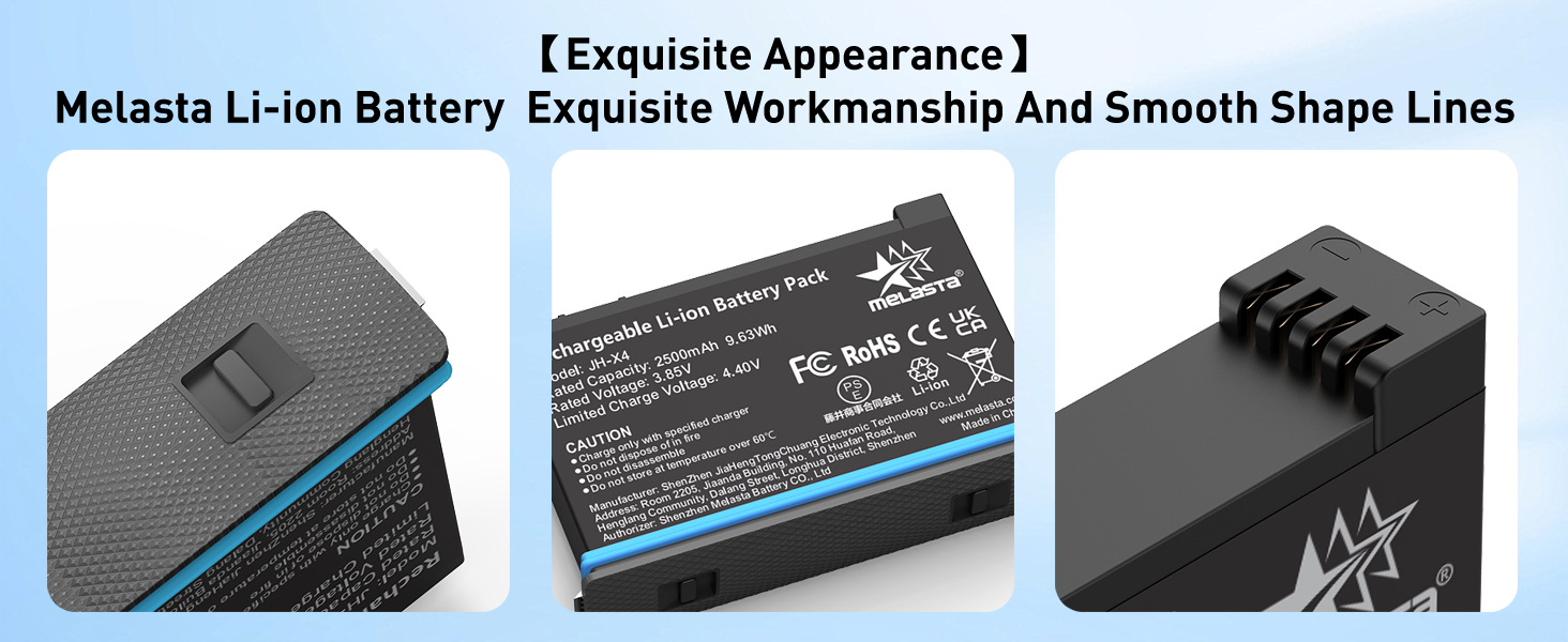 Акумулятор Melasta 2500mAh для Insta360 X4 (2 шт.) з зарядним пристроєм USB-C. Запасний акумулятор для екшн-камери Insta360 X4