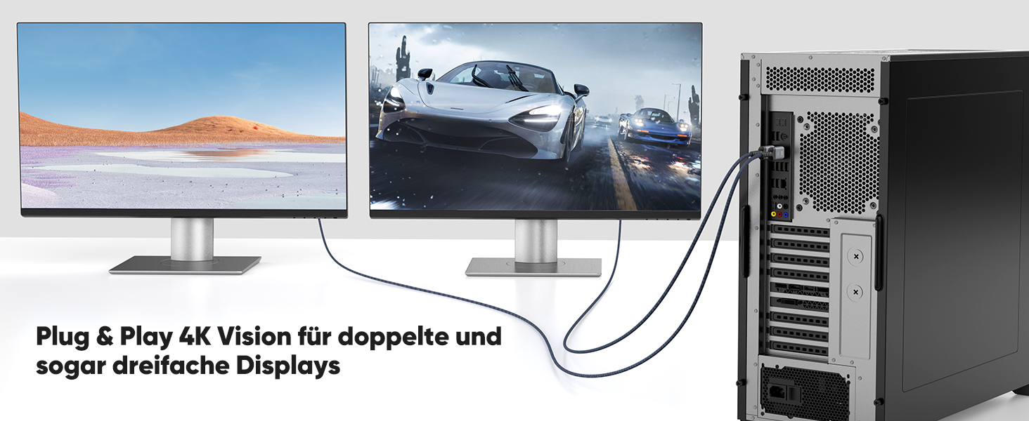 Кабель Highwings DisplayPort до HDMI 1.8м, Nylon, для монітора, телевізора, проектора, ноутбука, ПК