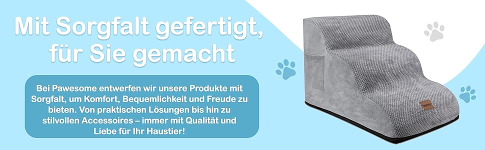 Східці для собак Pawesome: 3 сходинки, 40 см, для маленьких собак та котів, миються