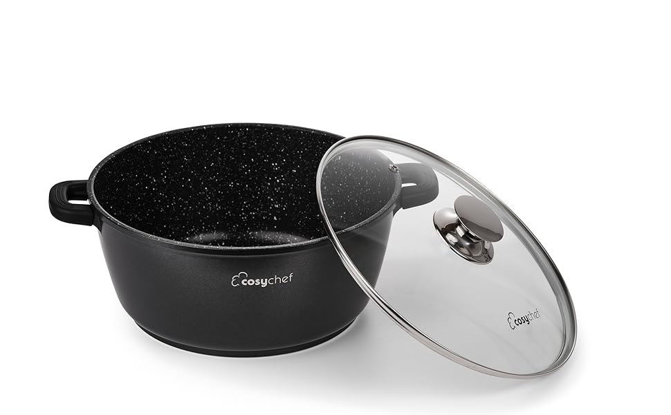 Набір каструль CosyChef Leia 28 см, 2 шт., з антипригарним покриттям та скляною кришкою, для всіх типів плит, індукційна, PFOA-free